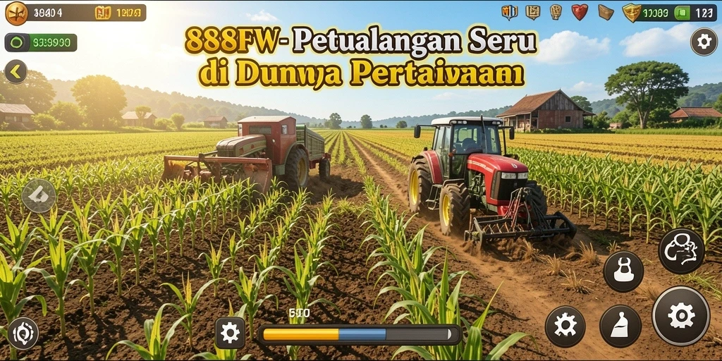 Screenshot utama 888FW menampilkan aktivitas pertanian yang mengasyikkan.
