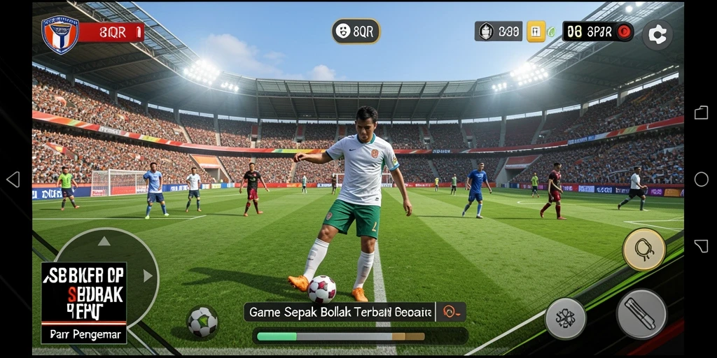 Tampilan gameplay 8QR yang memukau dengan aksi sepak bola yang intens.