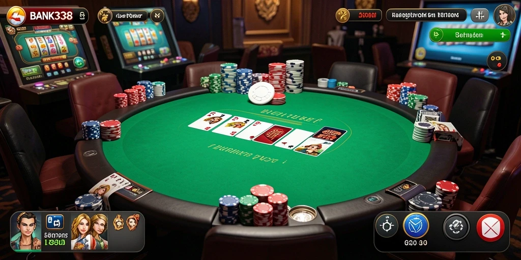 Tampilan gameplay Poker yang seru di aplikasi BANK338.