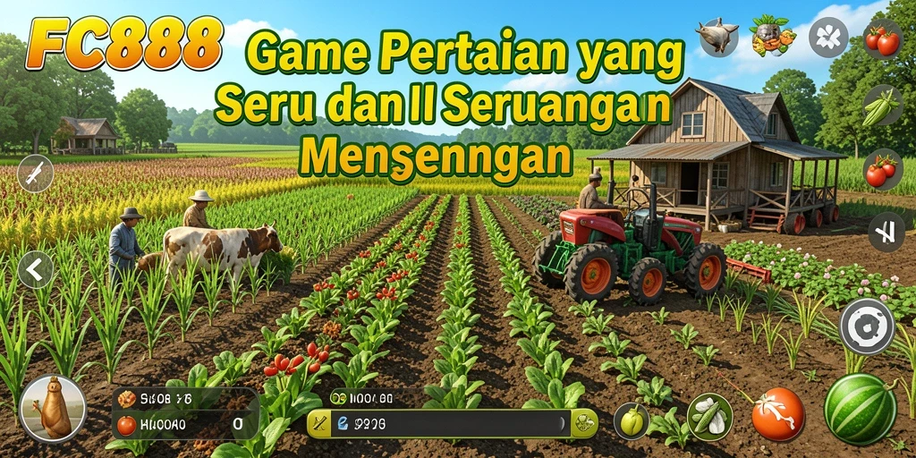 Screenshot gameplay FC888 menampilkan aktivitas pertanian yang seru dan interaktif.