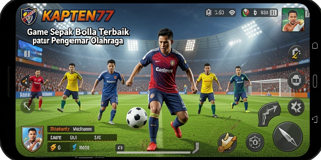 Screenshot KAPTEN77 menampilkan aksi permainan sepak bola yang mendebarkan.