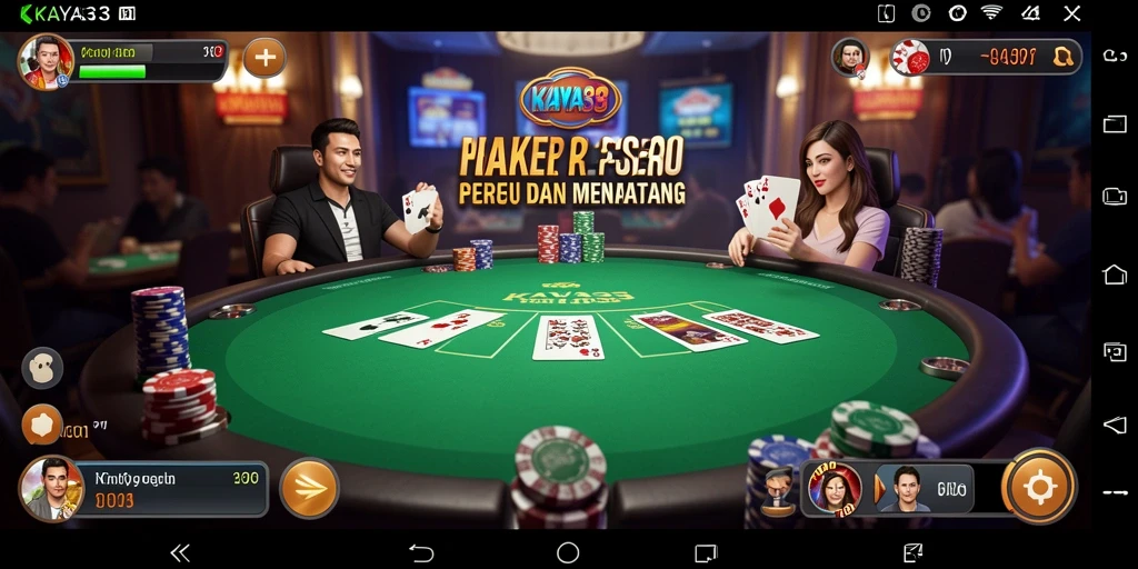 Tangkapan layar menunjukkan gameplay intens di KAYA33 dengan pemain bersaing dalam poker.