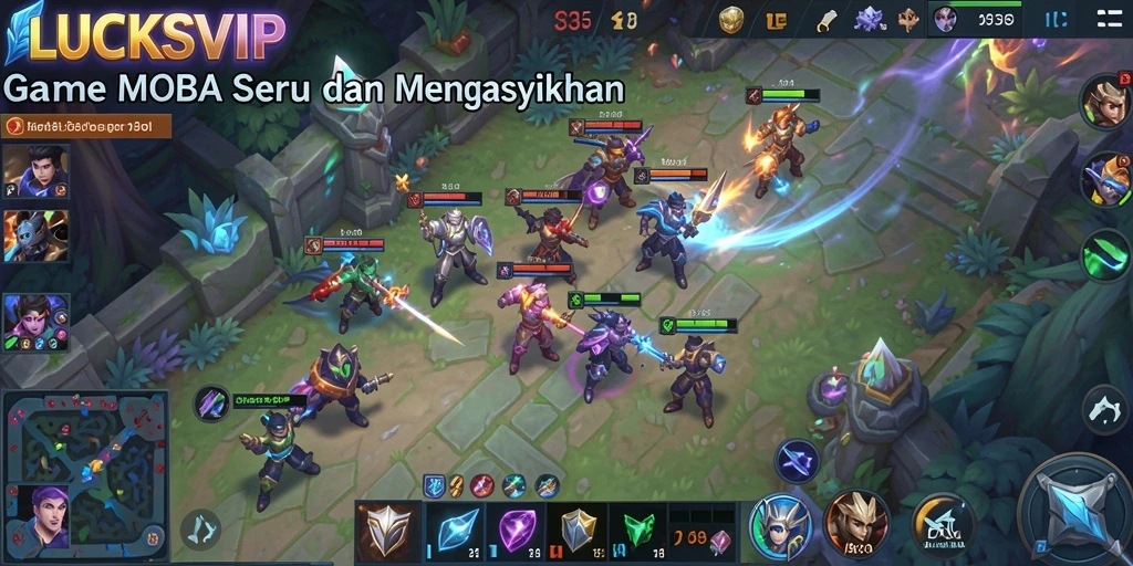 Gameplay epik LUCKSVIP dengan pertarungan tim seru.