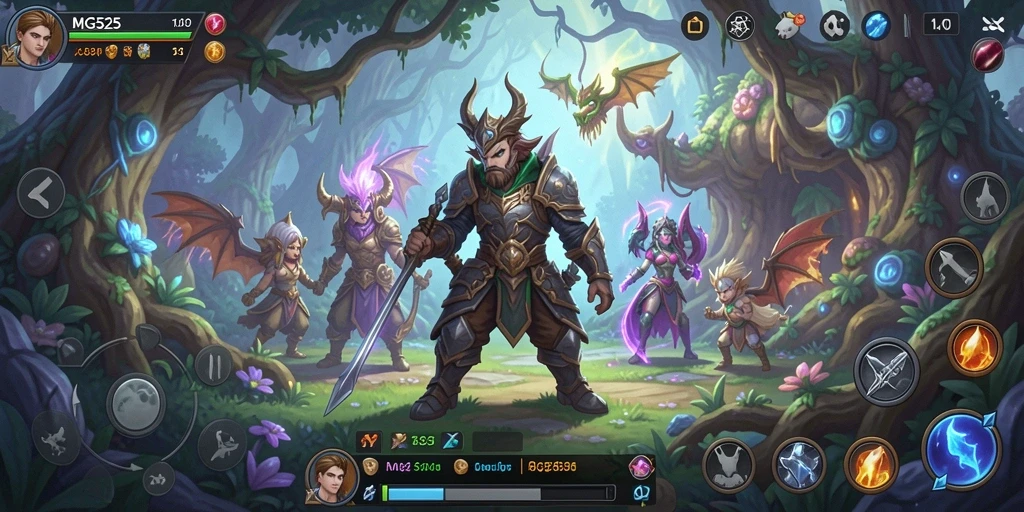Screenshot menunjukkan pertarungan seru dalam MG525 dengan karakter yang berbeda.