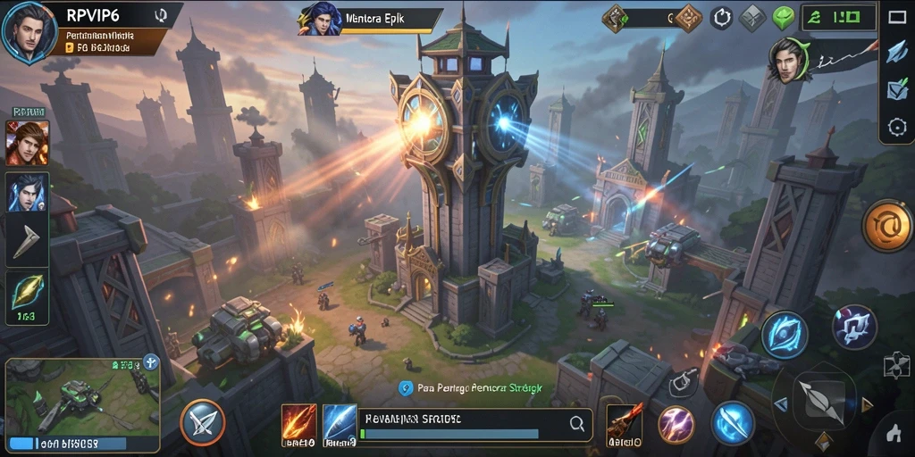 Tangkapan layar menunjukkan aksi gameplay menara yang menegangkan di RPVIP6.