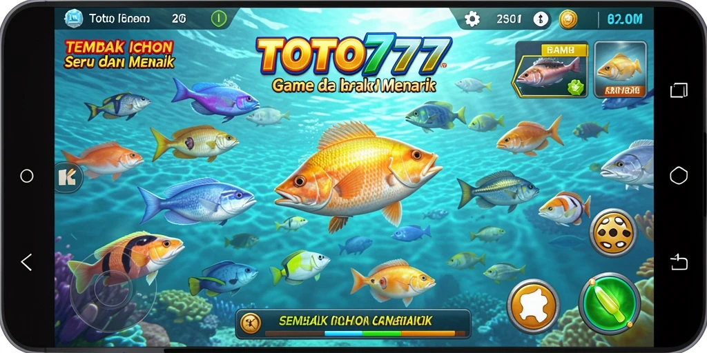 Screenshot utama TOTO777 menampilkan aksi seru tembak ikan.